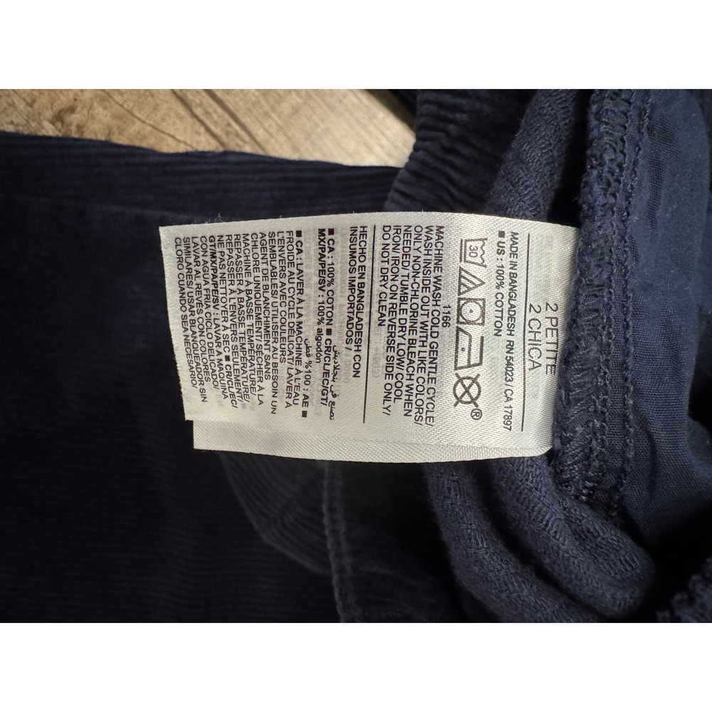 Old Navy High-Rise Wide Leg Corduroy Pants Navy Blue Womens Size 2 Petite - Picture 8 of 11